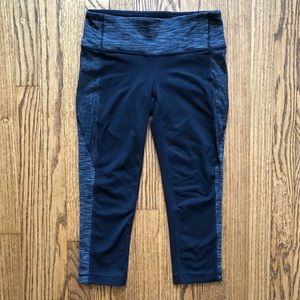 Cropped Black and Gray Athleta Leggings